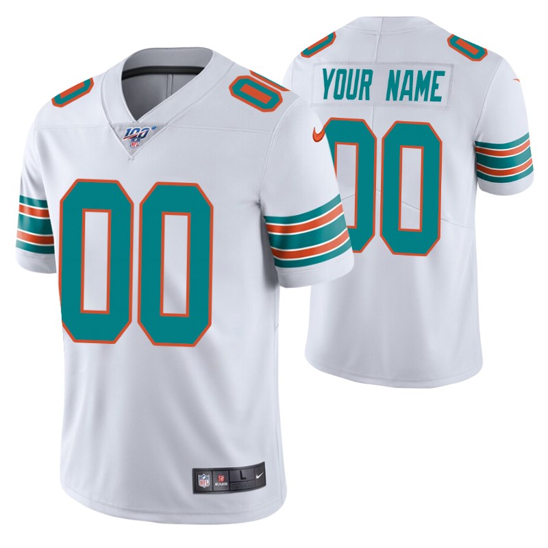 Men's Miami Dolphins ACTIVE PLAYER Custom 2019 White 100th Season NFL Vapor Untouchable Limited Stitched Jersey
